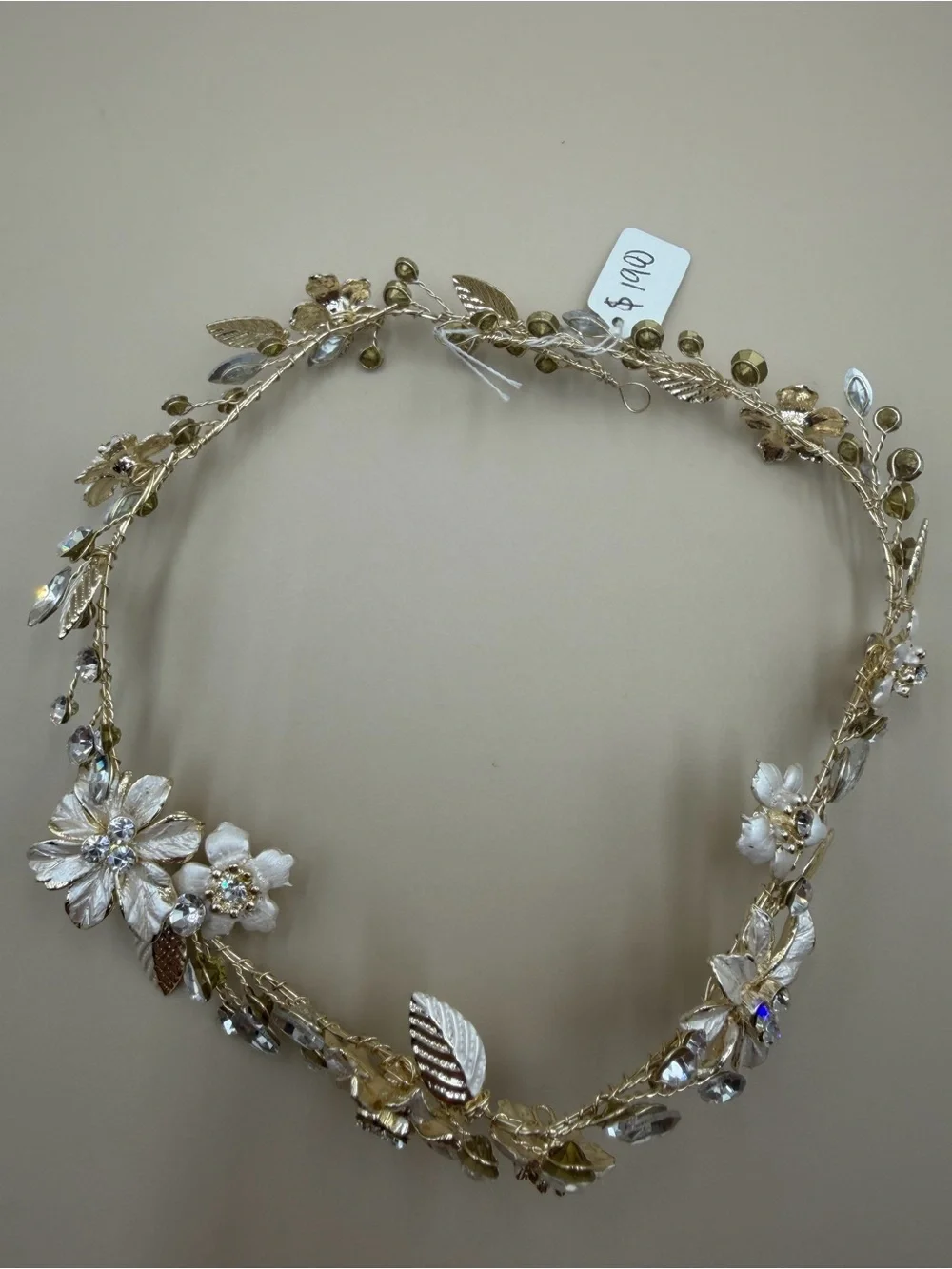 Gold Floral Crystal Bridal Hair Vine Wedding Headpiece NWT